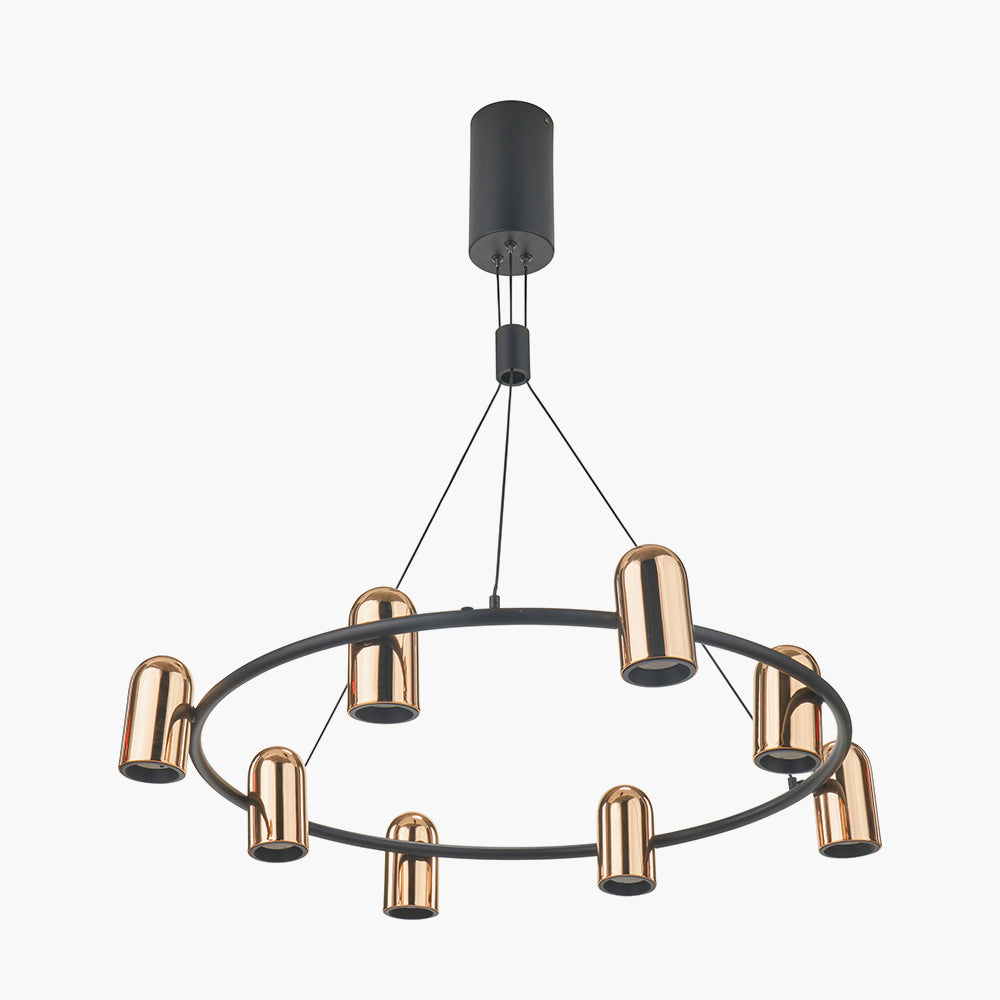 Xena Black & Rose Gold Metal 8 Light LED Pendant Light